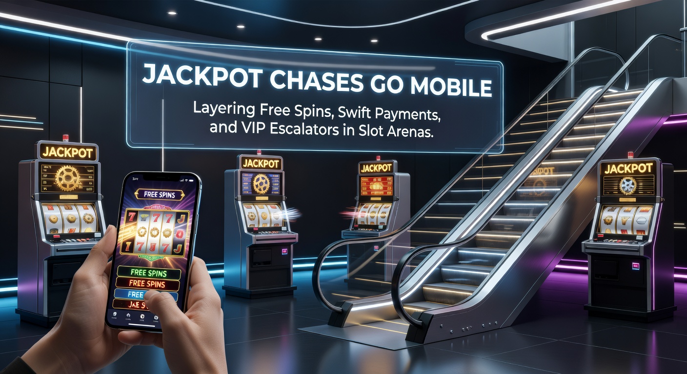 Vibrant mobile slot screen showing cascading jackpots, free spin counters, and VIP tier badges glowing amid spinning reels
