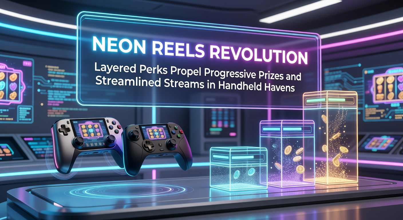 Vibrant neon reels spinning on a mobile screen with layered bonus icons and progressive jackpot counters glowing brightly