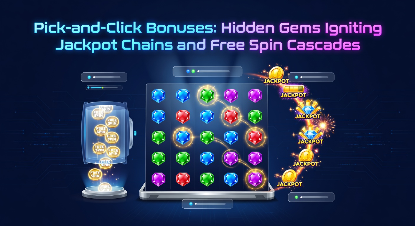 Dynamic animation capture of a pick-and-click bonus evolving into a free spin cascade with exploding symbols and rising jackpot meters