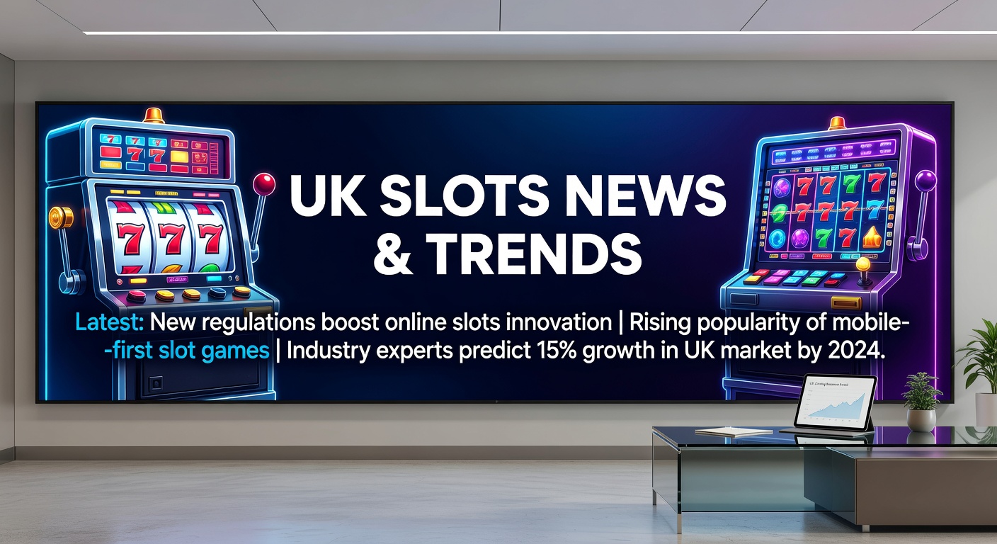Digital illustration of online slot machines with regulatory icons and age-based stake symbols overlayed on a UK flag background